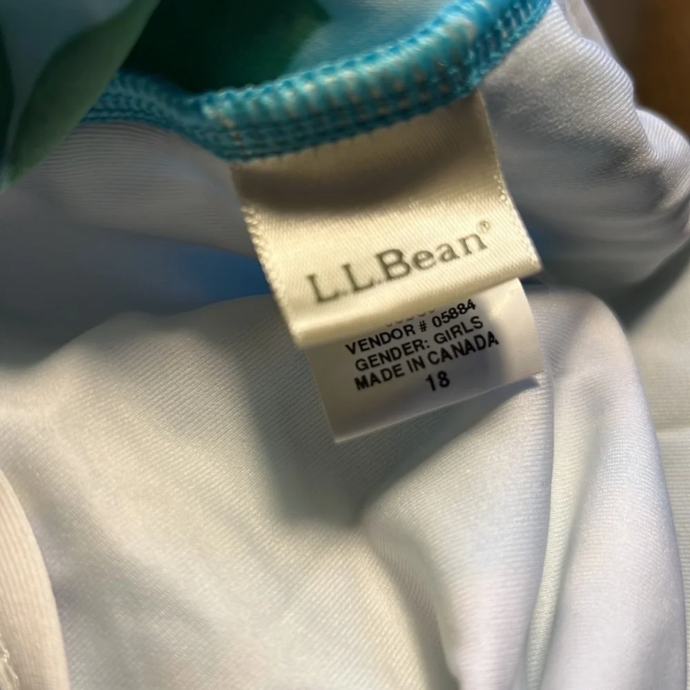 NWT L.L. Bean Floral Swimsuit One Piece Blue Green Swim Beach Kids